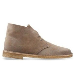 Clarks Original Chukka Desert Suede Lace Up Flat Heel Boots in Taupe Size 6.5